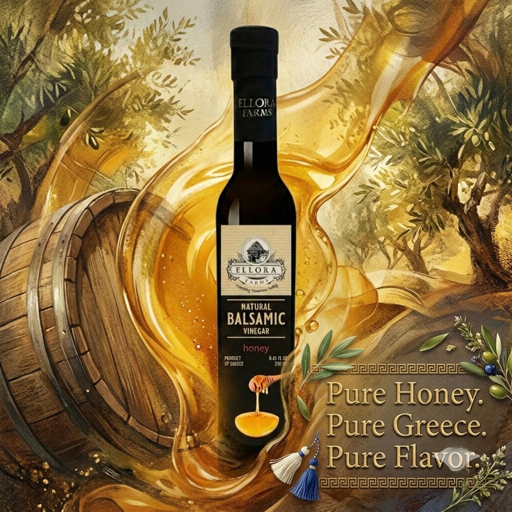 Ellora Farms, Honey Infused Thick Balsamic Vinegar, Product of Crete, Greece, 8.5 oz