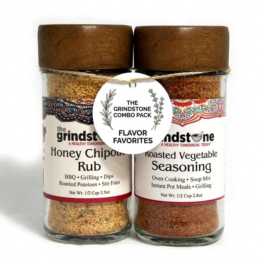 Combo Pack, Honey Chipotle Rub & Roasted Vegetable Seasoning, Perfect for Chicken, Pork, Vegetables, BBQ, Stir Fry, Glass Bottle, Pack of 2
