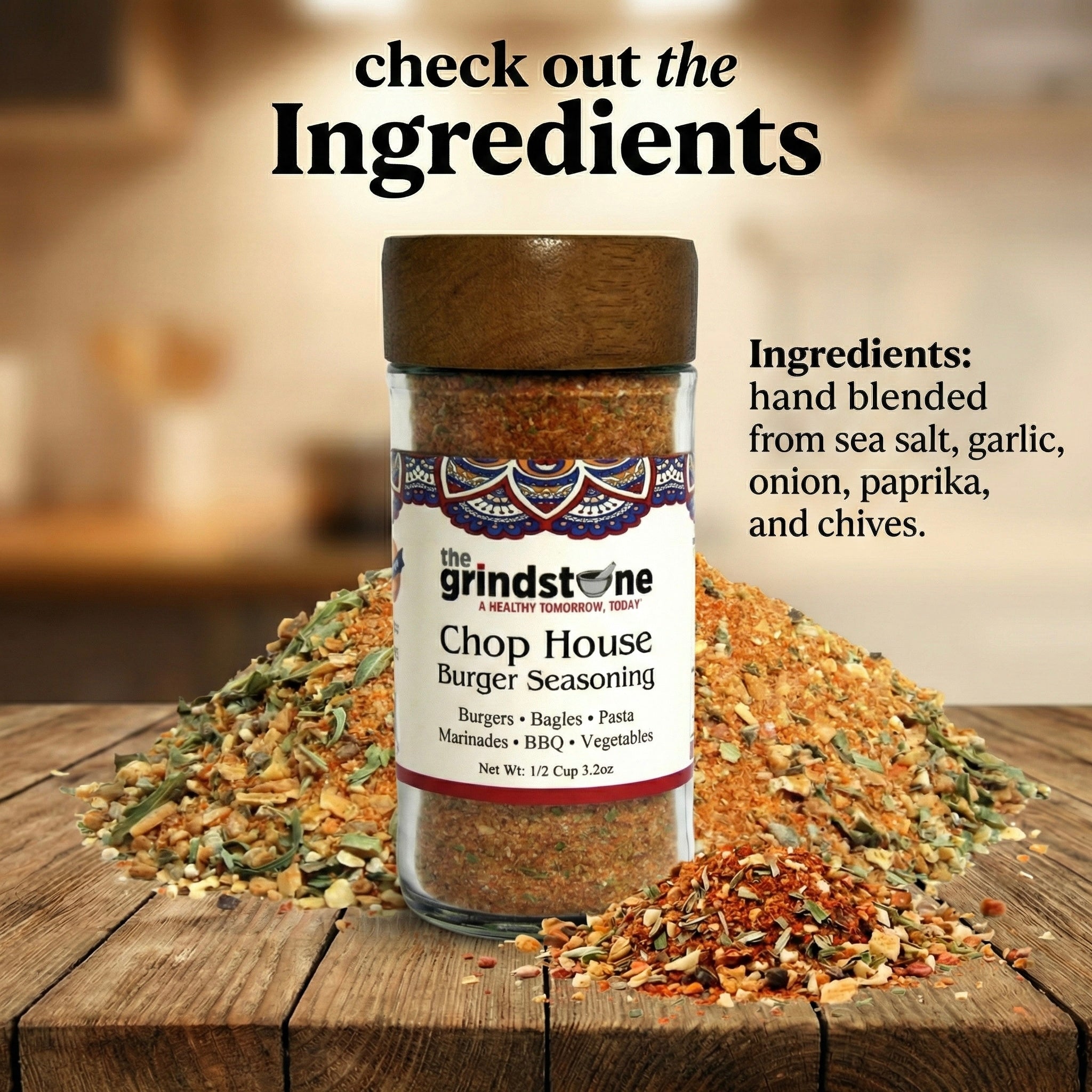 ChopHouse Burger Seasoning, Salt- Free, Spice mix for Burgers, BBQ, Veggies, Pasta, Grilling, 3 oz. Glass Jar with Sifter, Pack of 2