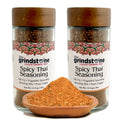 Spicy Thai Seasoning, Salt Free Spice, Suited for all Vegetables, Meat, Stir Fry, Popcorn, Noodles, 2.5 oz Glass Bottle, Dual Sifter, Pack of 2