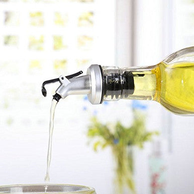 New Age Kitchen, Venus Glass Cruet Bottle Set, Carry Rack and Spout, Olive & Vinegar Dispenser, 16 oz. Bottles