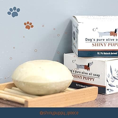 Puppy Dog Olive Oil Soap with Aloe Vera Extract, Shampoo Bar Soap, Itch Relief from Cedar Oil, Soap Base and Collapsible Water Dish, 130 Grams (Pink)