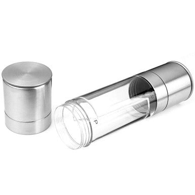 2 in 1 Salt and Pepper Grinder, Adjustable Ceramic Rotor, Salt Mill and Pepper Mill Shaker, Brushed Stainless Steel, Empty