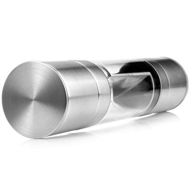 2 in 1 Salt and Pepper Grinder, Adjustable Ceramic Rotor, Salt Mill and Pepper Mill Shaker, Brushed Stainless Steel, Empty