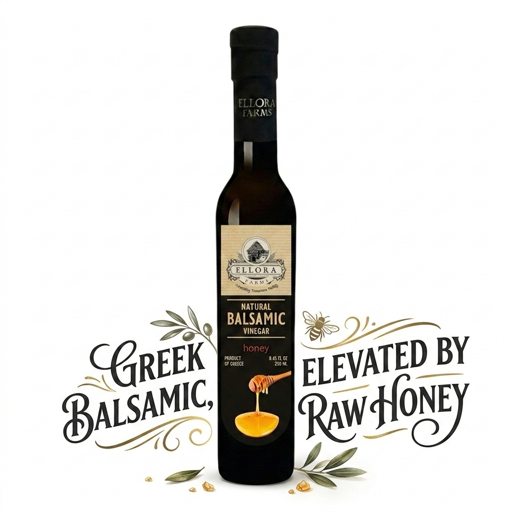 Ellora Farms, Honey Infused Thick Balsamic Vinegar, Product of Crete, Greece, 8.5 oz