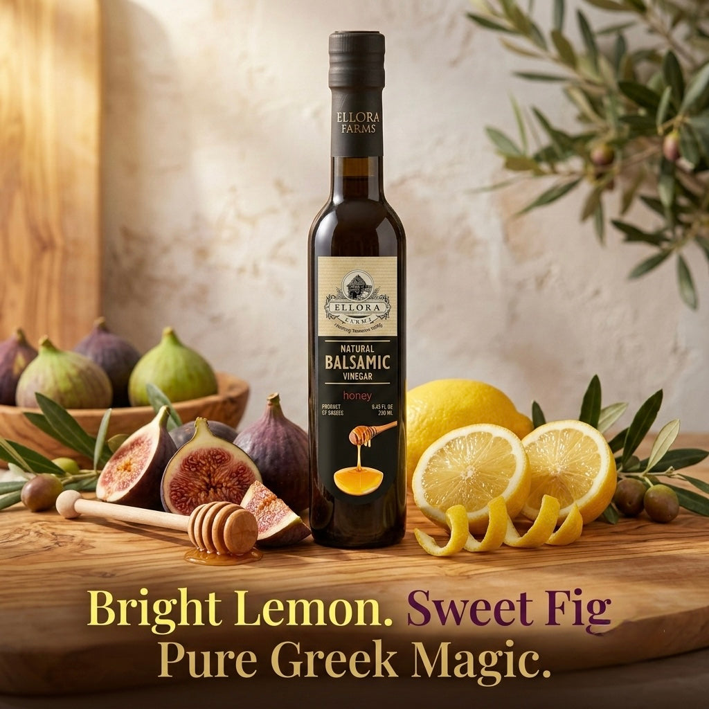 Ellora Farms, Lemon & Fig Infused Thick Balsamic Vinegar, Product of Crete, Greece, 8.5 oz