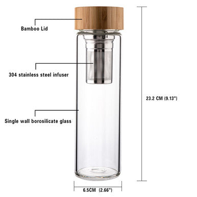Tea2Brew, On the Go Infuser, 16oz Double Wall Glass, No Sleeve, Gift Pack