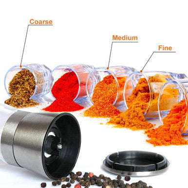 2 in 1 Salt and Pepper Grinder | Adjustable Ceramic Rotor| Salt Mill and Pepper Mill Shaker | Brushed Stainless Steel | Empty