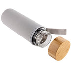 Tea2Brew, On the Go Tea Infuser, Double Walled Glass Body with Bamboo Lid, Perfect for Tea, Coffee, or Fruit Infusions, FREE Neoprene Sleeve Included, 15 oz (400ml)