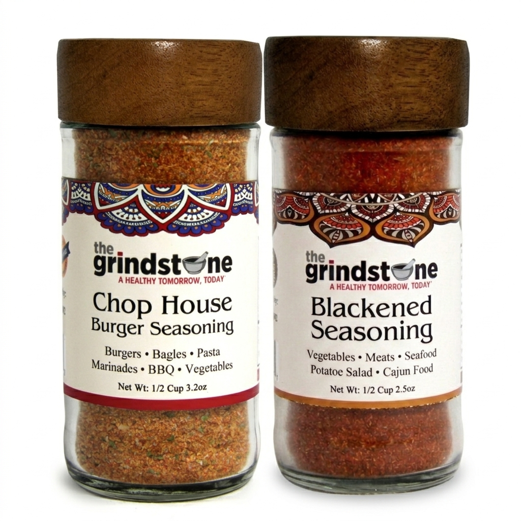Combo Pack, Salt-Free Chophouse Burger and Blackened Seasoning, Perfect for Burgers, Pasta, Pizza, Cajun Dishes, Sugar, Glass Bottle, Pack of 2
