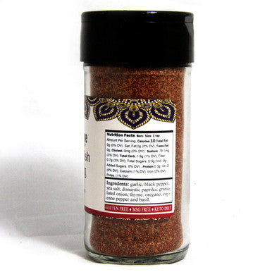 Louisiana Fish Seasoning, Spice Rub for Cajun food, Dirty Rice, Seafood, Fajitas, Non GMO & MSG Free Spices, 2.50 oz. Glass jar with Sifter