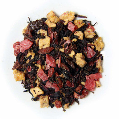 Strawberry Kiss Tea, Loose Leaf Hibiscus Infusion with Tropical Fruit Pieces, Resealable Pouch, 3.5 oz.