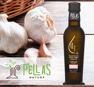 Organic Garlic Infused Extra Virgin Olive Oil, Finishing Oil, Single Origin Greece, 8.45 Oz