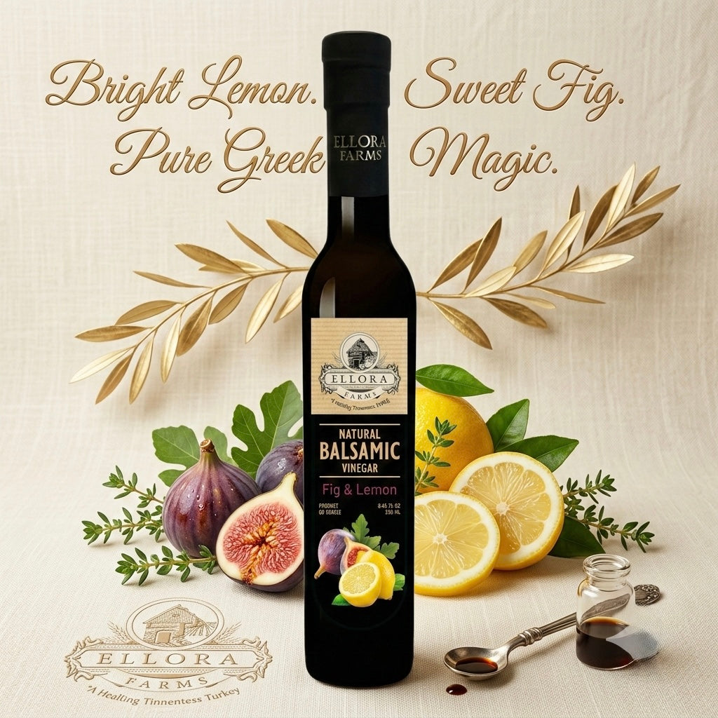 Ellora Farms, Lemon & Fig Infused Thick Balsamic Vinegar, Product of Crete, Greece, 8.5 oz