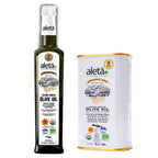 Aleta Organic & Single Estate PDO Extra Virgin Greek Olive Oil, 17 Oz Tin & 17 Oz bottle Combo