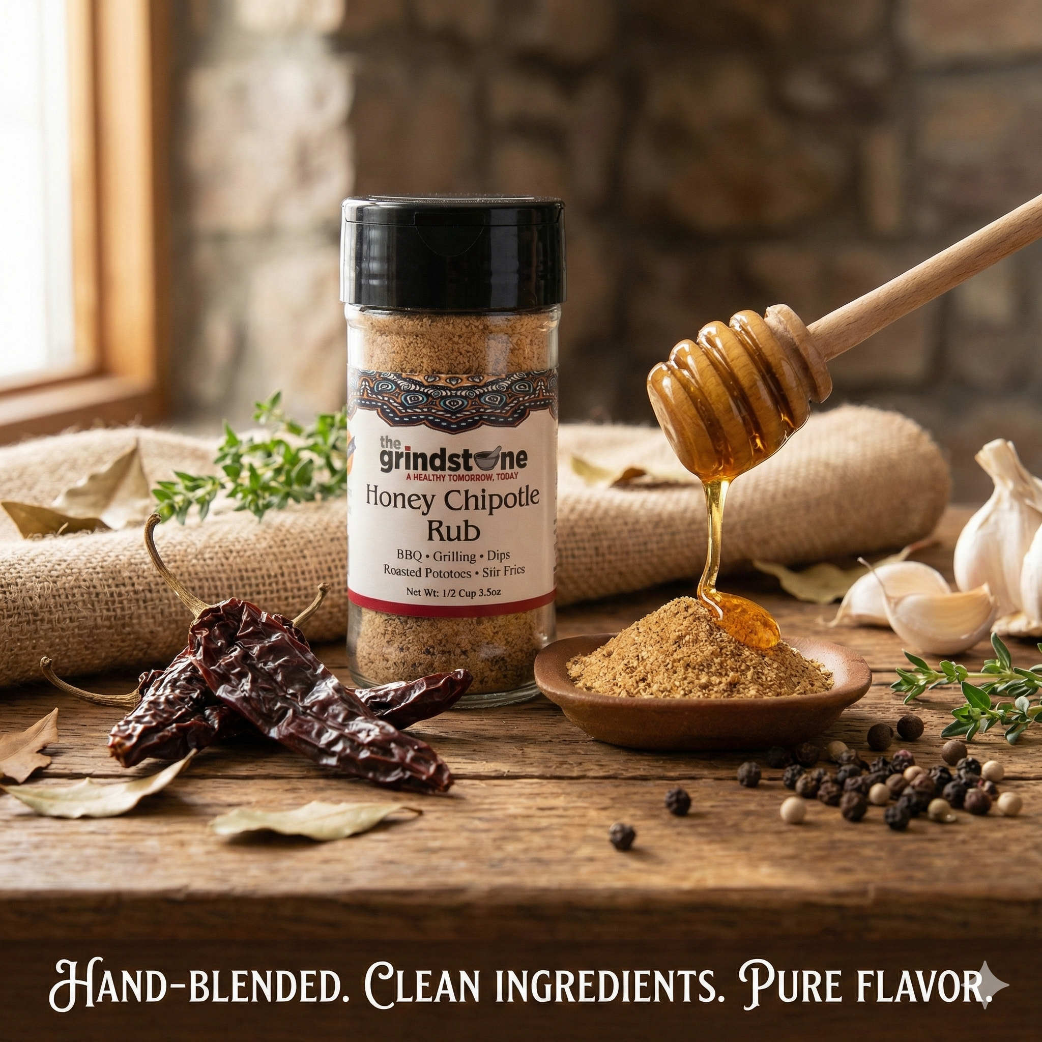 Honey Chipotle Rub, Sweet, Smoky, Herby Dry Rub for Chicken, Pork, and Roasted Vegetables, BBQ, 3.5 oz, Glass Jar with Sifter, Pack of 2