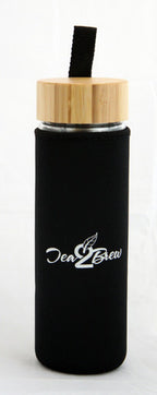 Tea2Brew, On the Go Tea Infuser, Double Walled Glass Body with Bamboo Lid, Perfect for Tea, Coffee, or Fruit Infusions, FREE Neoprene Sleeve Included, 15 oz (400ml)