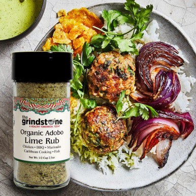 Organic Adobo Lime Rub, Best on Chicken, Tilapia and Salmon, Glass Jar with Sifter, Non GMO & MSG Free Spice, 2.5 oz each, Pack of 2