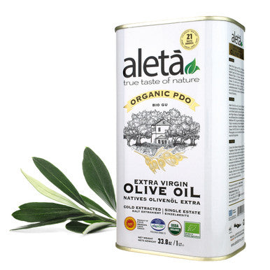 Aleta Organic & Single Estate PDO Extra Virgin Greek Olive Oil, Great Taste Award, 1 Ltr. Tin (33.8 oz.)