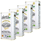 Aleta Organic & Single Estate PDO Extra Virgin Greek Olive Oil, Great Taste Award, 1 Ltr. Tin (33.8 oz.) X 4