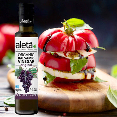 Aleta Organic, Plain Aged Balsamic Vinegar, No-Added Sugar, No-Preservatives, Great Taste Award Winner, Glass Bottle, 8.45 oz.