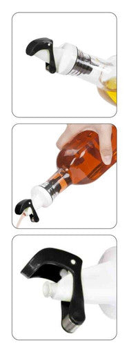New Age Kitchen, Apollo Glass Cruet Set, Carry Rack and Magnetized Pourer, Oil & Vinegar Dispenser, 16 oz. Bottles