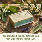 Combo Pack 4 Olive Soaps with Natural Herbs, Spirulina, Calendula, Sage, Orange, Fragrance Free, Made in Crete, Greece, 7.05 oz Each