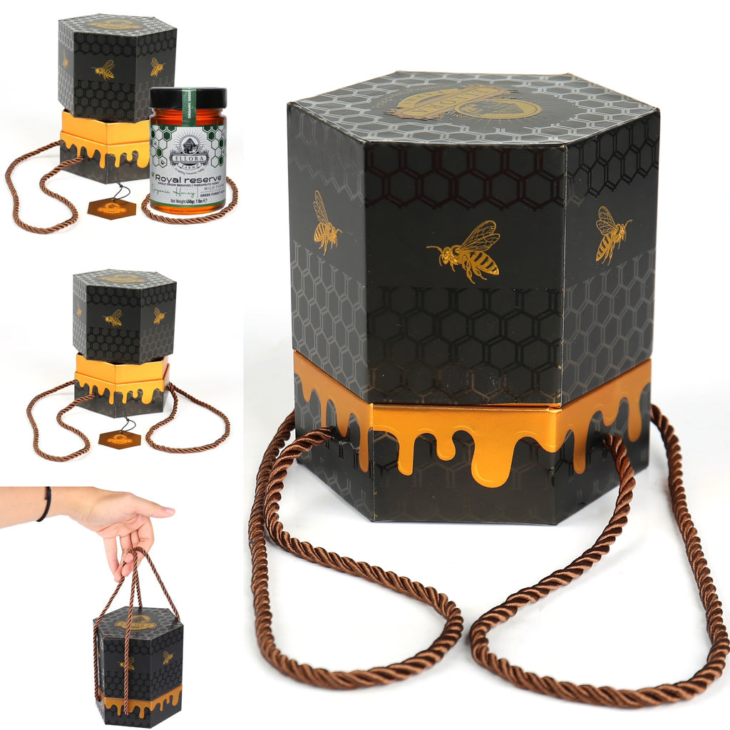 Ellora Farms, Organic Greek Raw Honey, Royal Reserve, Wild Thyme, Gift of Honey POT, Dipper Included, 450g