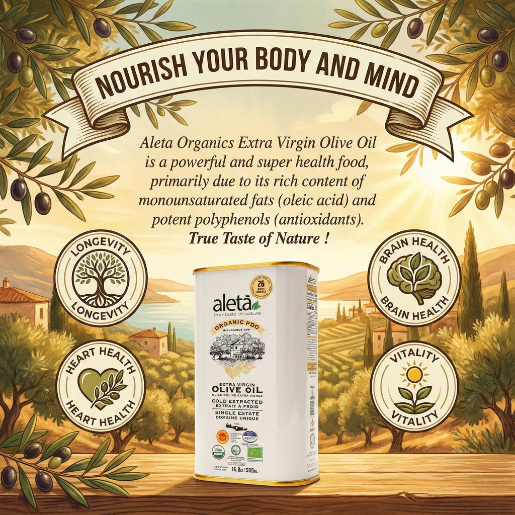 Aleta Organic & Single Estate PDO Extra Virgin Greek Olive Oil, 17 Oz Tin & 17 Oz bottle Combo