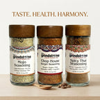 Combo Pack Salt Free, Mojo Seasoning, Chophouse Burger & Thai Seasoning, Burgers, Vegetables, Soups and Meats, Glass Bottle, Pack of 3