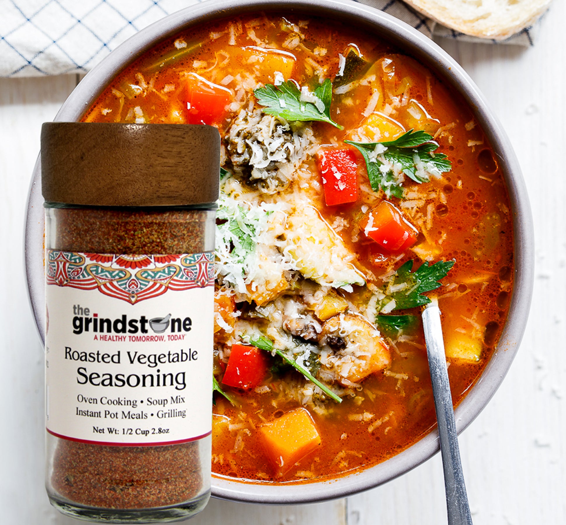 Roasted Vegetable Seasoning, Best for Grilling, Oven Bake, Soup Mix, Stir-Fry, Dips, Non GMO & MSG Free Spice, 2.8 oz. Glass Jar with Sifter, Pack of 2