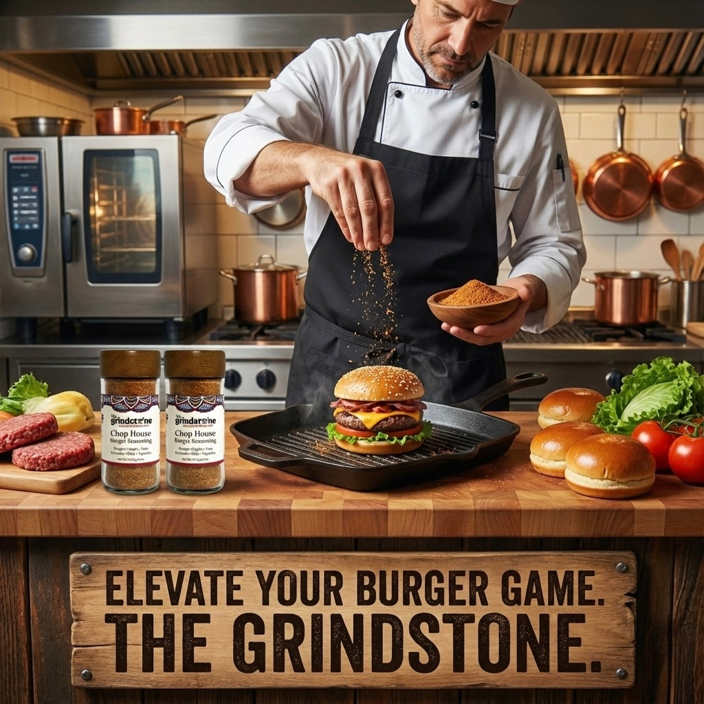 ChopHouse Burger Seasoning, Salt- Free, Spice mix for Burgers, BBQ, Veggies, Pasta, Grilling, 3 oz. Glass Jar with Sifter, Pack of 2