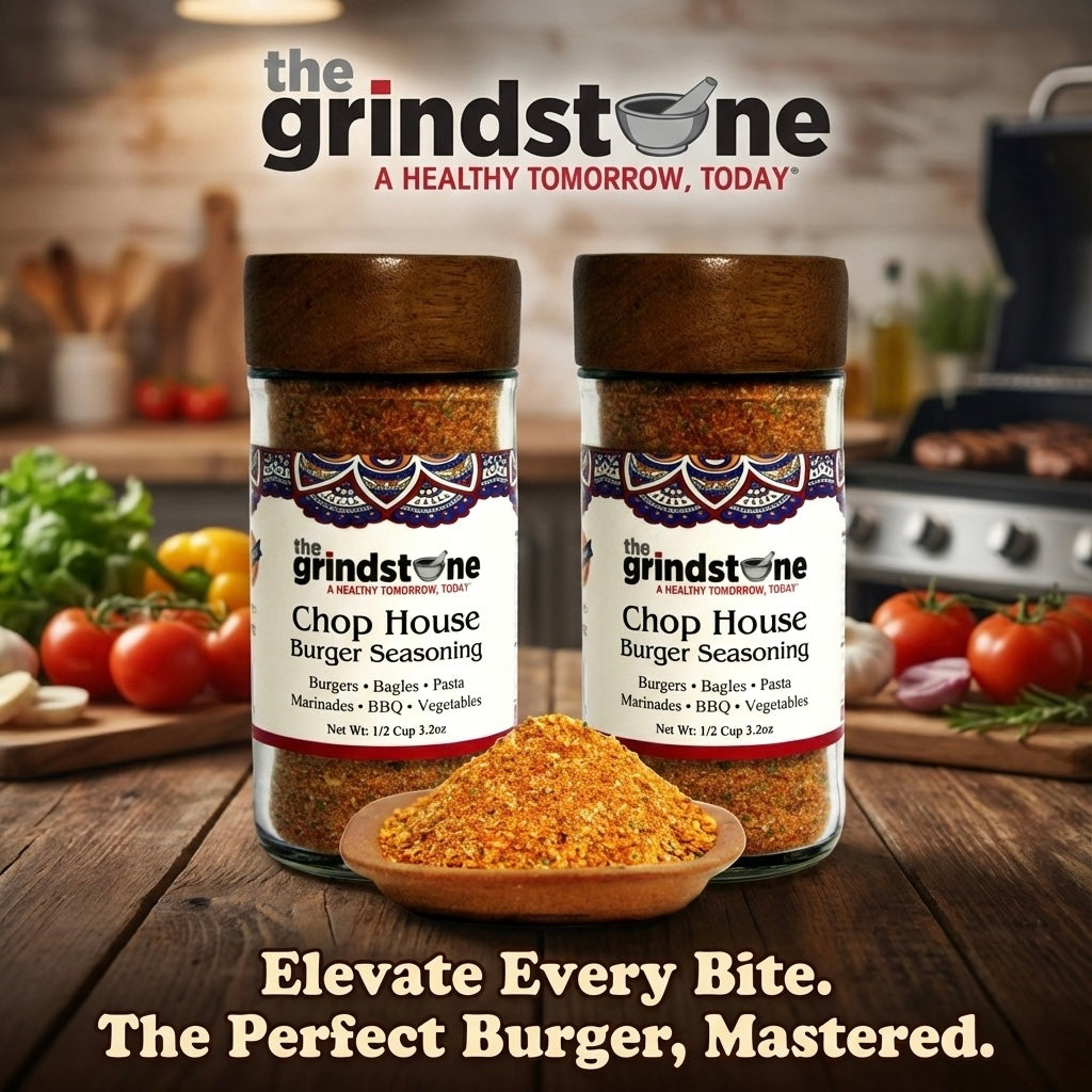 ChopHouse Burger Seasoning, Salt- Free, Spice mix for Burgers, BBQ, Veggies, Pasta, Grilling, 3 oz. Glass Jar with Sifter, Pack of 2