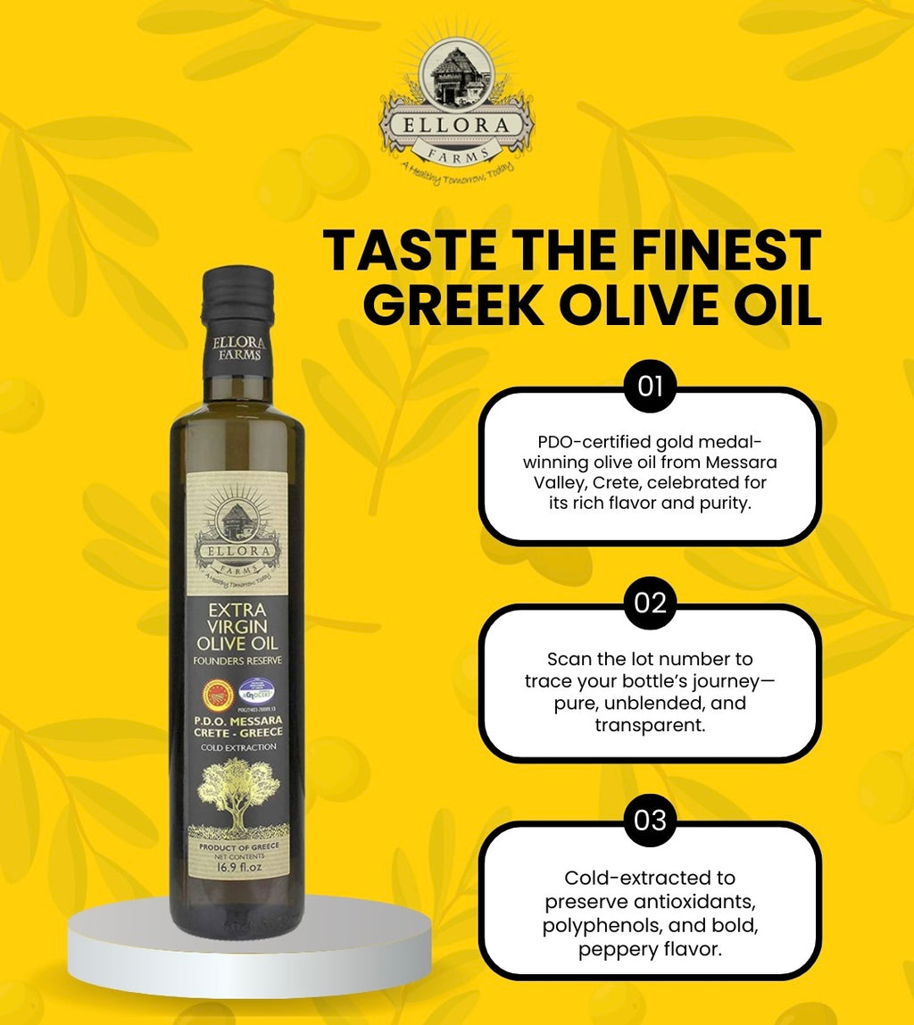 Ellora Farms, Award-Winning Extra Virgin Olive Oil, PDO Messara Valley, Crete Greece, Kosher, Bottle in box, 17 FL oz, Pack of 2