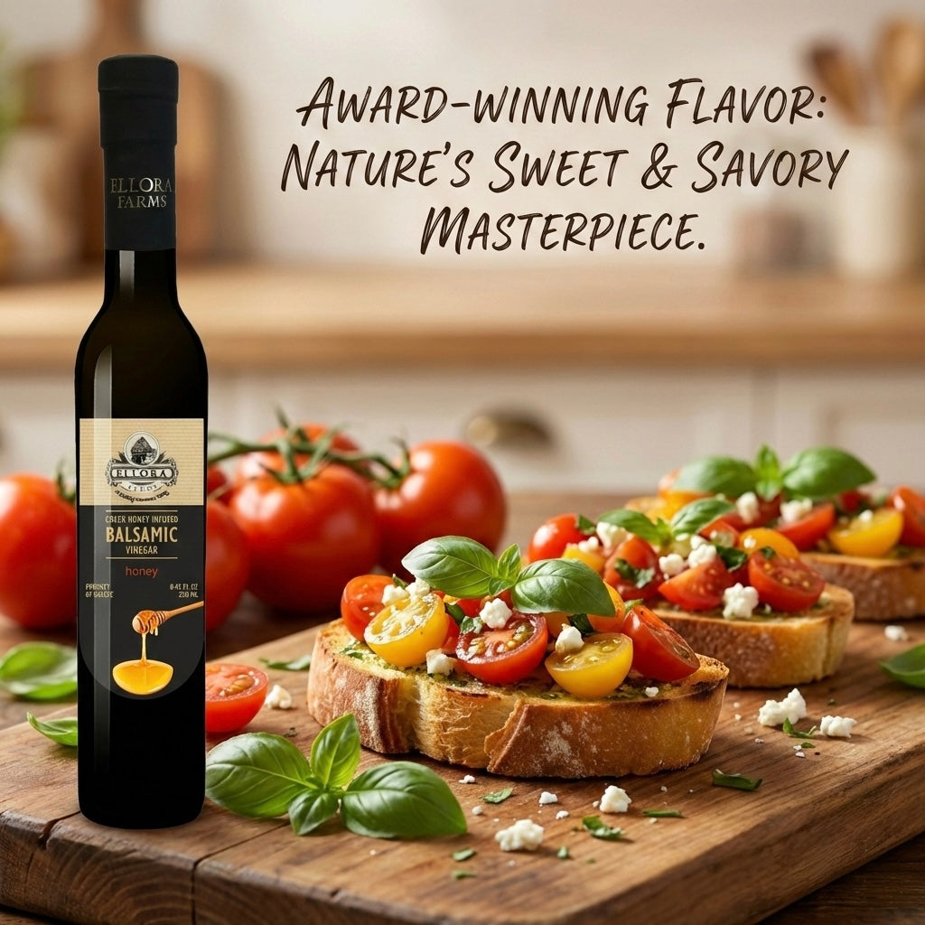 Ellora Farms, Honey Infused Thick Balsamic Vinegar, Product of Crete, Greece, 8.5 oz