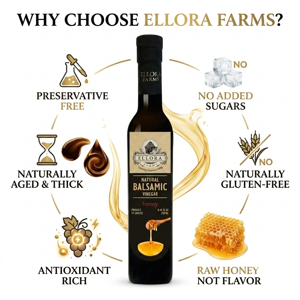 Ellora Farms, Honey Infused Thick Balsamic Vinegar, Product of Crete, Greece, 8.5 oz