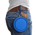 Dog Water Bottle and Collapsible Bowl, 2 in 1 Pet Food Container, Portable Water Bowl for Walking, Traveling, Camping Hiking (Blue)
