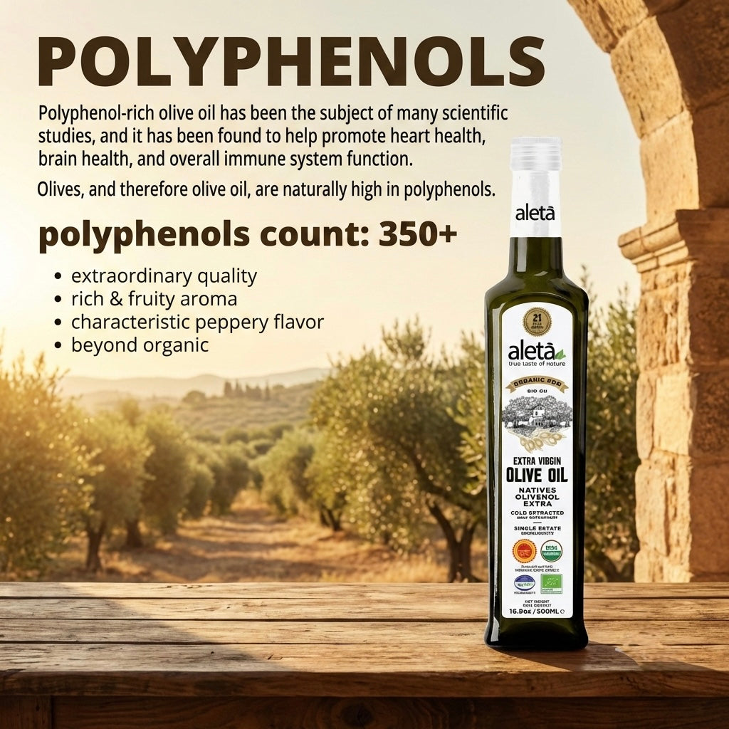 Aleta Organic & Single Estate PDO Extra Virgin Greek Olive Oil, Traceable EVOO, Kosher, Great Taste Award, 17 oz. (500ml) Bottle