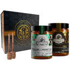 Ellora Farms, Organic Raw Honey & Single Estate PDO Pine Thyme Honey, Superfood, Includes Wooden Dippers, 1 lb Each, Twin Pack