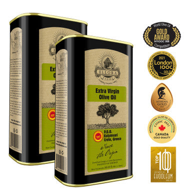 Ellora Farms, Extra Virgin Olive Oil, Single Estate and Traceable, Certified PDO Harvested in Crete, Greece, 1 Ltr. Tin, 33.8 FL oz , Pack of 2