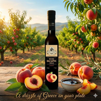 Ellora Farms, Peach Infused Thick Balsamic Vinegar, Product of Crete, Greece, 8.5 oz
