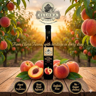 Ellora Farms, Peach Infused Thick Balsamic Vinegar, Product of Crete, Greece, 8.5 oz
