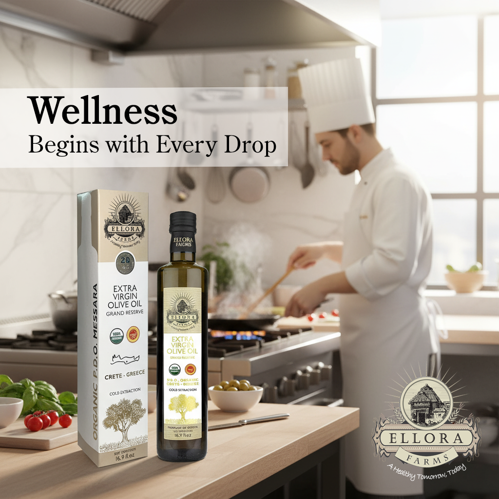 Ellora Farms PDO Organic & PDO Single Estate Greek Extra Virgin Greek Olive Oil, 500ml Bottles Combo