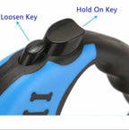 Pawspire Signature Retractable Leash, Smooth One-Touch Locking, Ergonomic Grip, 3M (10 feet) Heavy-Duty Nylon Strip, (Blue)