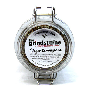 ORGANIC GINGER LEMONGRASS  TEA, Caffeine Free Herbal Tea Infusion, Wellness Tea Collection, 1.5 oz. Jar