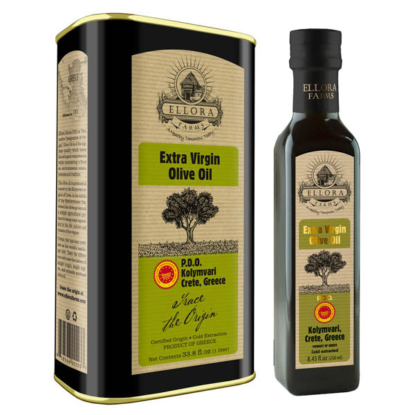 Ellora Farms PDO Single Estate Greek Extra Virgin Greek Olive Oil, 1 Ltr Tin & 250 ml bottle Combo