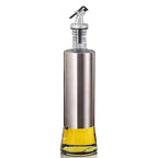 New Age Kitchen, Glass Cruet Bottle, Elegant Stainless Steel Shell casing, large 17 oz (Steel)