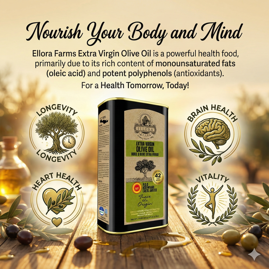 Aleta Organic & Ellora PDO Kolymvari Single Eatate Greek Extra Virgin Olive Oil, 1 Ltr Combo