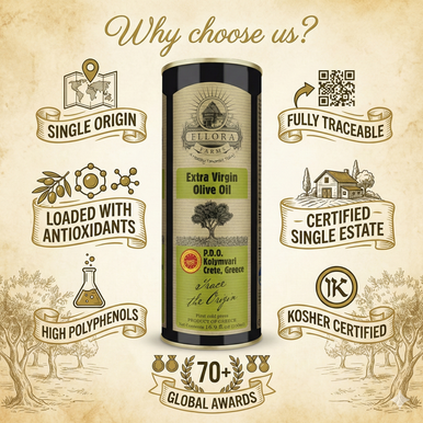 Ellora Farms, Certified PDO Extra Virgin Olive Oil, Traceable and Single Estate EVOO, Harvested in Crete, Greece, 17 Oz Tins, Pack of 2