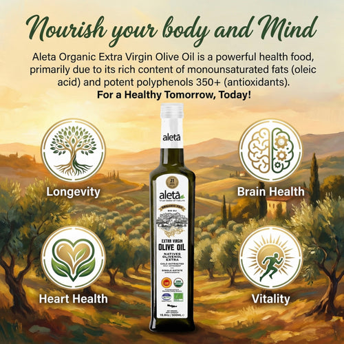 Aleta Organic & Single Estate PDO Extra Virgin Greek Olive Oil, Traceable, Kosher, Great Taste Award, 17 oz. (500ml) Bottle  X 2